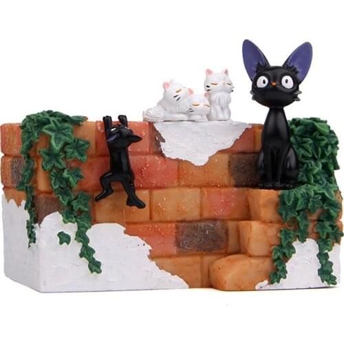 1pcs New Anime Kikis Delivery Service Black Cat & White Cat Flower Pvc Action Figures Model Toys for Decor Gifts
