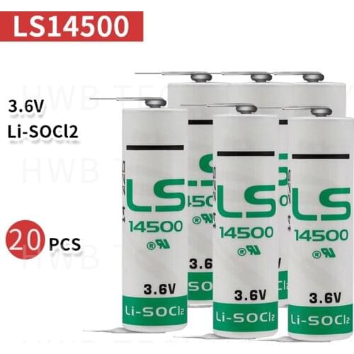 20PCS/lot New for LS14500 AA ER14505M 3.6v 2600mah lithium battery, with solder pins equipment and instruments battery
