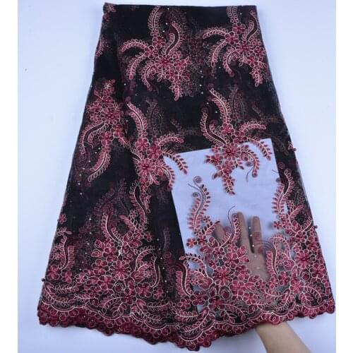 2018 New Style French Net Lace Fabric African Tulle Mesh Lace Fabric High Quality African Lace Fabric With Stones And Beads 1307
