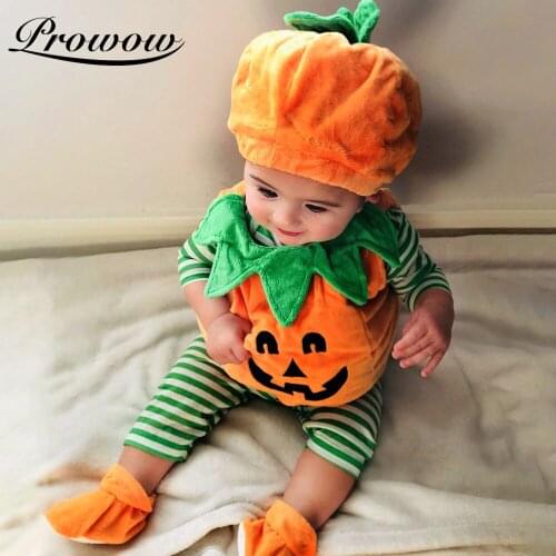 Prowow Pumpkin Baby Halloween Costume 3 Pcs Baby Bobysuits Party Festival Newborn Jumpsuit For Kids Toddler Girls Boys Clothing