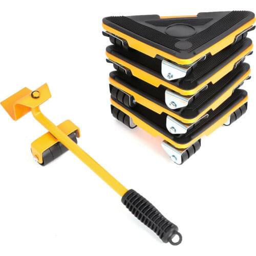 5Pcs Professional Furniture Transport Lifter Tool Set Heavy Stuffs Moving Hand Tools Set Wheel Bar Mover Device With Wheel Bar