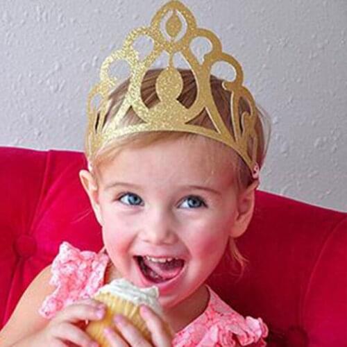 6pcs Gold Sliver Glitter Crown Party Hats Baby Shower Party Favors Children Party Supplies Happy Birthday Party Decoration