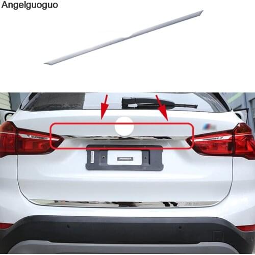 Angelguoguo Car stainless steel Rear Boot Trunk Lid Molding Cover Trim For BMW X1 F48 2016 2017 (Shiny and matt option)