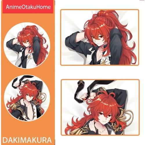 Anime Genshin Impact Diluc Ragnvindr Yae Miko Throw Pillow Cover Hug Pillowcase Otaku Bedding Decoration Dakimakura Pillow Case