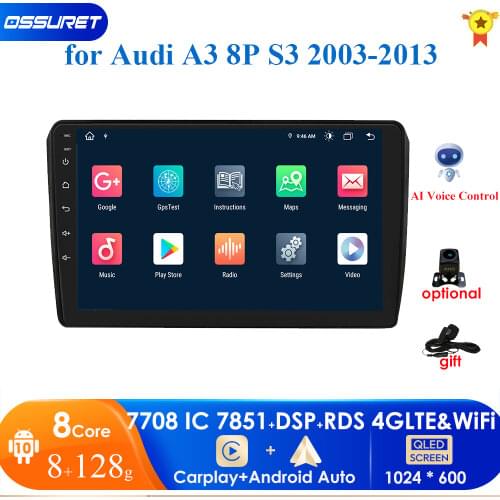 2G+32G 9 Inch Android 10 Car Radio Audio Multimedia Video Player for Audi A3 8P 2003 - 2013 Car GPS Auto Stereo 4G LTE WIFI USB
