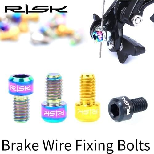 RISK 2pcs/box M6x10 Bike Disc Brake Wire Fixing Bolts Mountain V-brake Road C-brake Caliper Inner Cable Line Fixed Screw