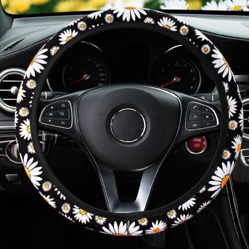 Fashion Daisy Flower Car Interior Decoration Knitted Steering Wheel Cover Accessories Wheel Cover Without Inner Ring Universal