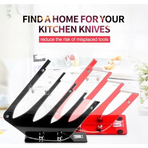 XYJ Knife Holder 3 4 5 6 Inch Ceramic Knife Tools Block Household Kitchen Acrylic Red Black Knife Stand Storage