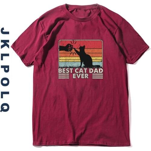 JKLPOLQ Oversized Mens T Shirts Best Cat Dad Ever Funny Women Casual 100% Cotton Tops Short-Sleeved Tees Eu Size XS-3XL
