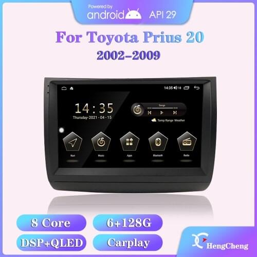 Hengcheng For Toyota Prius 20 2002-2009 car multimedia video player GPS navigation radio Android 8Core 6+128G Carplay