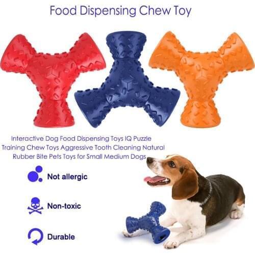 Interactive Dog Food Dispensing Toys IQ Puzzle Training Chew Toys Tooth Cleaning Natural Rubber Bite Pets Toys for Small Medium
