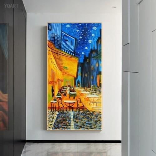 Van Gogh Canvas Paintings and Prints Famous Impressionism Art Cafe Terrace At Night Pictures for Modern Home Living Room Decor