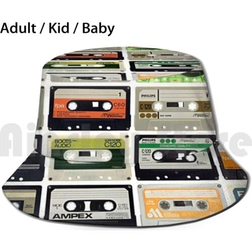 Cassette Tape Mix Tunes Sun Hat Foldable UV Protection Cassette Tape Mix Mix Tape Mix Music Music Tape Recorder Ghetto