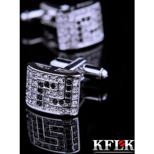 KFLK Jewelry Brand Crystal Cuff link Wholesale Button High Quality shirt cufflink for mens Luxury Wedding Groom guests