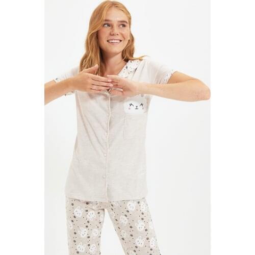 Trendyol Rabbit Printed Knitted Pajamas Set THMAW22PT0729