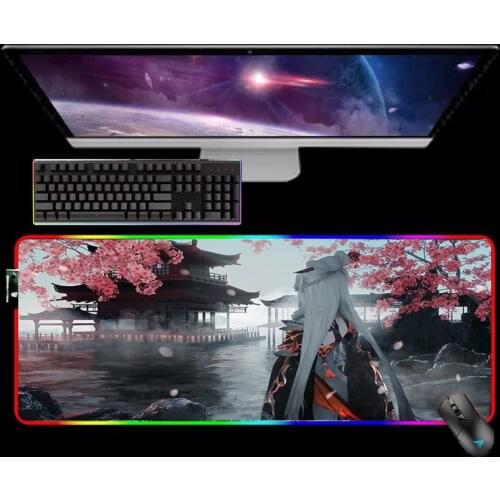 Anime Mouse Pad Led Diy Gaming Accessories Rgb Backlit Mat Pc Gamer Mouse Mats Xxl Computer Mause Pad Genshin Impact Mousepad Xl