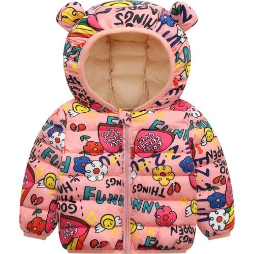 New winter graffiti for Toddler Girls light childrens clothing childrens cotton jacket infant cotton down jacket 0-6 years old