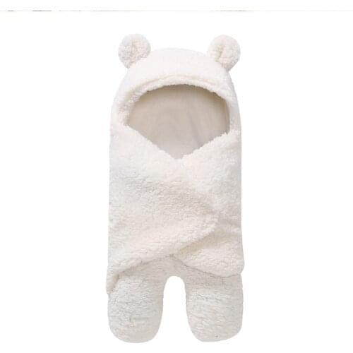 Cute Bear Style Newborn Baby Infant Coral Velvet Swaddle Blanket Sleeping Bag