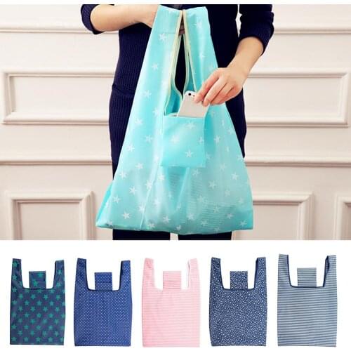 Fashion Waterproof Oxford Fabric Grocery Folding Tote Shopping Bag Pouch Handbag