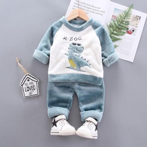 New 2021 Flannel Childrens Pajamas Set Autumn Winter Warm Pajamas Boys and Girls Home Service Suits