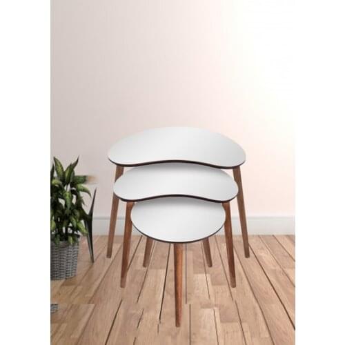 New Modern E-Decor Zigon Coffee table Mdf Beans Model 3'lü White coffe table table basse