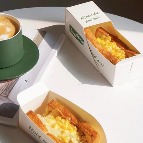 Korean Sandwish Packaging Tableware Internet Celebrity Thick Egg Toast Paper Case Burger Breakfast Disposable Drawer Tray