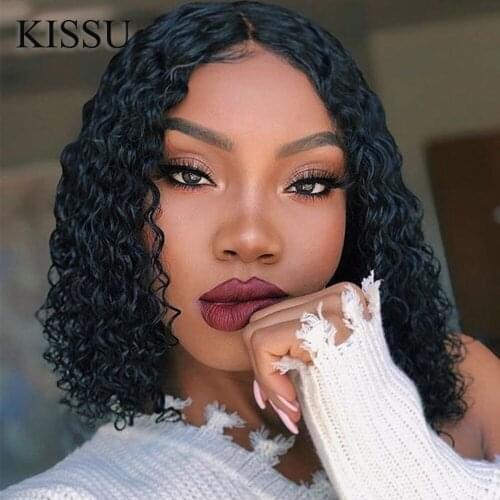 Short Bob Wigs 4X4 Lace Closure Wigs Brazilian Deep Wave Lace Front Wigs Human Hair Curly Bob Wigs For Black Women Pre Plucked