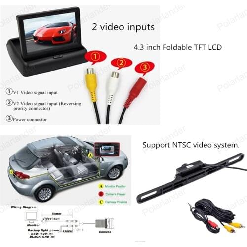 Night Vision Rear View CCD Camera Reverse Backup+4.3 inch Foldable tft lcd Mirror Monitor
