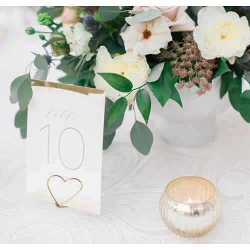 QIFU 10pcs Love Shape Metal Photo Clip Wedding Signs Wedding Table Numbers Place Cards Holder Wedding Table Decor Party Supplies
