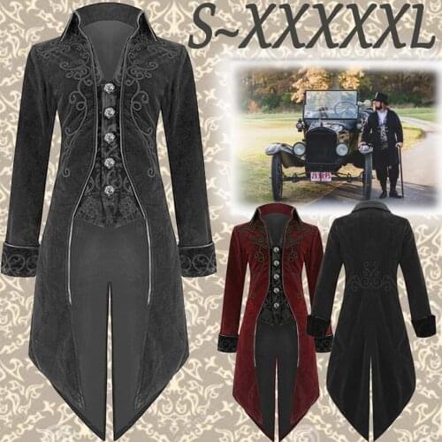 Plus Size S-5XL Autumn and Winter Mens Fashion Clothing Fashion Gothic Steampunk Windbreaker Dress Coat