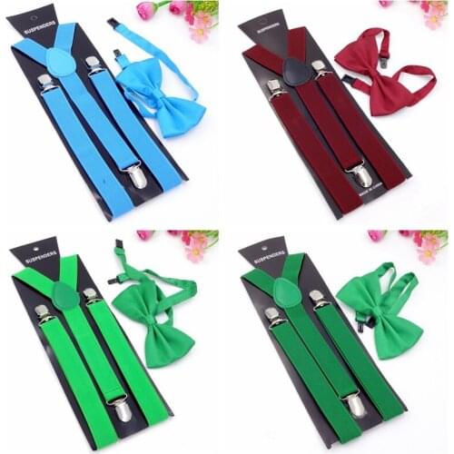 Adjustable Elasticated Adult Suspender Straps Bow tie suit Unisex Women Men Shape Elastic Clip-on Suspenders Pants Braces