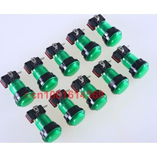 Reyann 10pcs/lot 30mm LED illuminate Round Arcade Pause Button For Arcade FightStick Tournament & Coin Operator Cabinet - Green