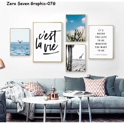 Nordic Landscape Decoration Whale Giraffe Phrase Canvas Painting Posters And Prints Living Room Wall Art Picture Home Decoration