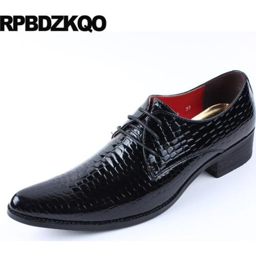 Wedding Snakeskin Oxfords High Heel Alligator Crocodile 2018 Snake Skin Blue Formal Python Leather Men Black Patent Dress Shoes