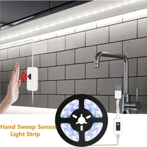 5V USB Port Hand Sweep Smart Switch LED Cabinet Lights Hand Motion Sensor LED Strip Kitchen Bedroom Closet Decoration Night Lamp