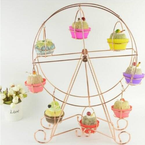 Rotating cupcake holder European White Ferris wheel party 8 cups cake supplies stand in the kitchen wedding and home WJ11010