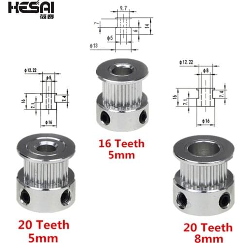 3D Printer Parts Accessory GT2 20teeth 16Teeth Bore 5mm/8mm Timing Alumium Pulley Fit for GT2-6mm Open Timing Belt