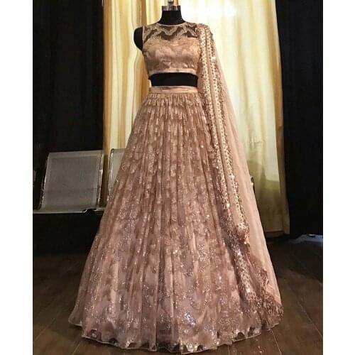 2020 Sexy Two Pieces O Neck Ball Gown Floor Length Sleeveless Bling Bling Rose Gold Prom Dresses