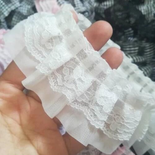 1Yards New Chiffon Material Fabric Embroidery Guipure Lace Fabric 5cm Ribbon Applique Lace Trimmings For Sewing Tulle Dress RG36