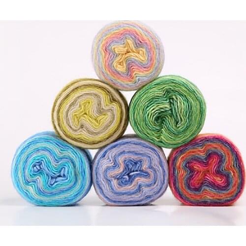 100G Gradient Cake Golfer Knit Acrylic Wool Scarf Hat Sweater Crochet Shawl Yarn Spray Wool Yarn