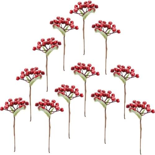 For New Year Decoration Plant Christmas Wedding Gift Crafts Decorations Foam Artificial Red Berries 12Pcs Living Room Simulation