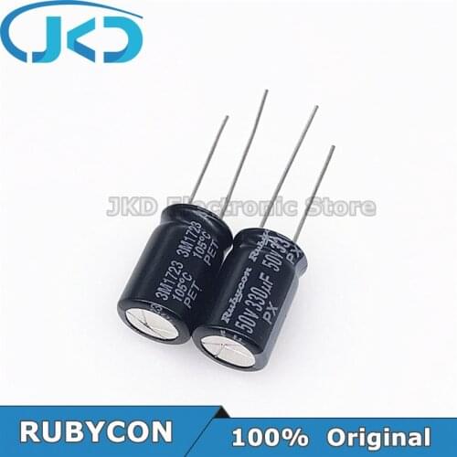 20pcs RUBYCON 330UF 50V 10*16mm 330UF50V 50V330UF 10x16mm Aluminum Electrolytic Capacitor 100% Original
