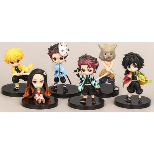 6pcs Demon Slayer Doll Anime Characters Figure Cake Decor Anime Cartoon Cake Decorations Lovely Cartoon Doll Gifts