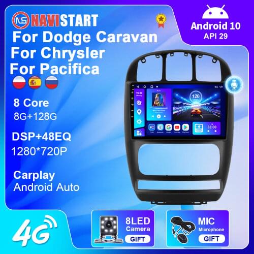 Android 10 For Dodge Caravan Chrysler Pacifica 2006-2012 4G WIFI BT Carplay Car Radio Multimedia GPS Navigation DVD Player 2 Din