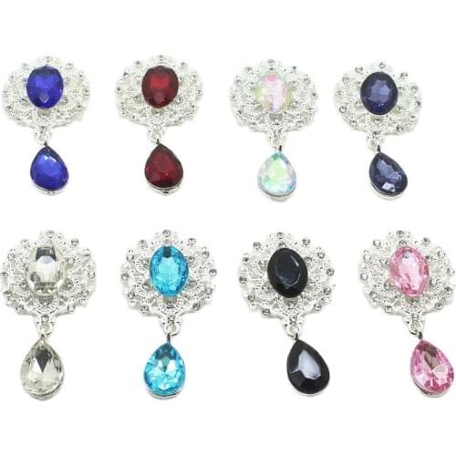 New sparkling flat brooch 26 * 46mm 5pcs/set crystal accessories fashion gorgeous wedding invitation holiday creative decoration
