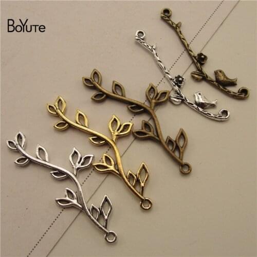 BoYuTe (100 Pieces/Lot) Metal Alloy Bird Twig Connector Pendant Charms Vintage Diy Hand Made Jewelry Accessories Wholesale