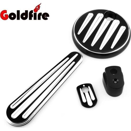 Black CNC Cut Motorcycle Parts Fuel Tank Door Dash Track Insert Ignition Cap For Harley Touring FLHX FLTRX 2014 2015 2016 2017