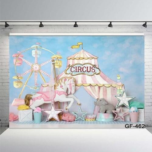 Photography Backdrop Circus Fiesta Theme Unicorn Giraffe Lion Zebra Background Birthday Party Party Supplies Banner Decoration