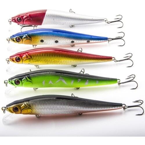 HiUmi 5PCS Minnow Crankbait Hard Bait 5colors Tight Wobble Slow Floating Jerkbait High Quality ABS Model 14cm 23g Fishing Lure