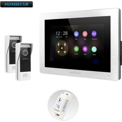 HOMSECUR 4 Wire Video Door Phone Intercom System with Sleep Mode for Apartment BC031HD-B+BM714HD-S
